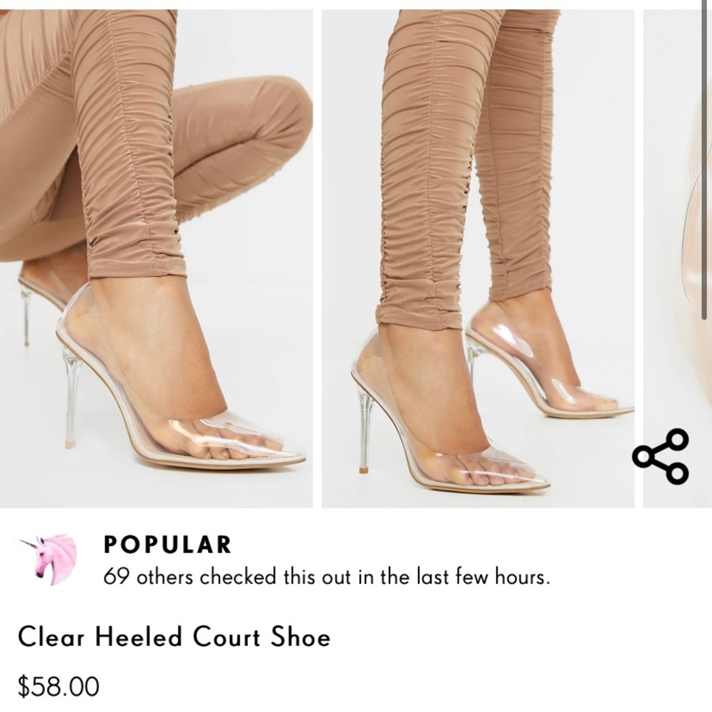 Clear Heeled Court Shoe